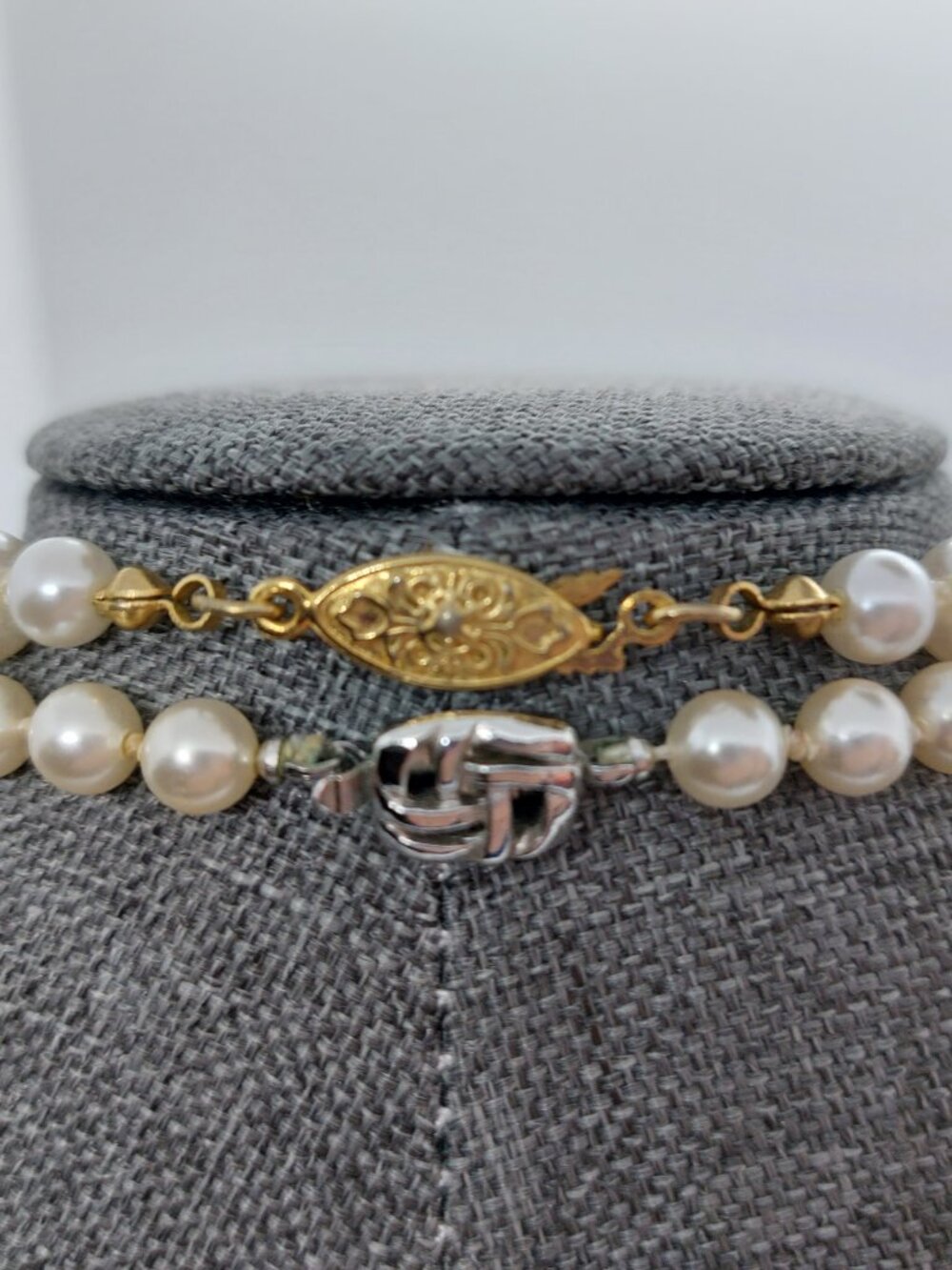3 Bead Necklaces Faux Pearl White, Cream Color & Pinkish - Picture 6 of 13